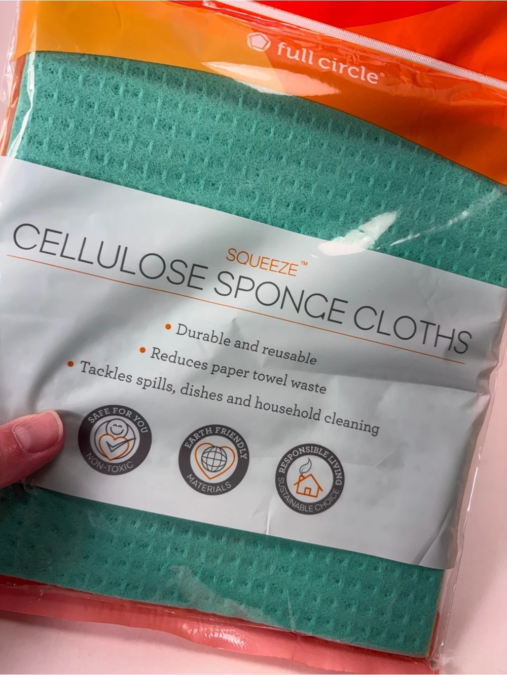 Full Circle Squeeze Cellulose Sponge Cloths, Set of 3 NEW